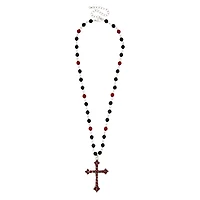 Black and Red Cross Rosary Necklace