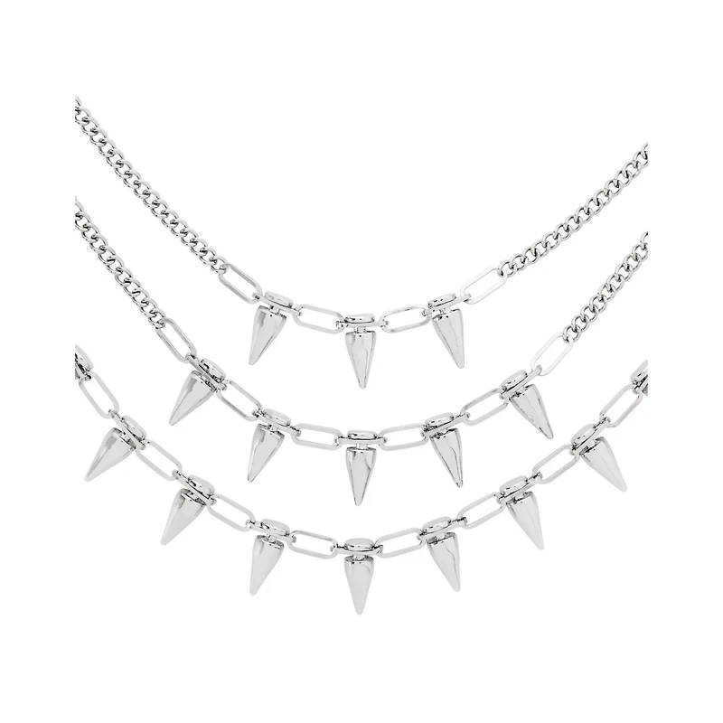 Layered Spike Chain Choker Necklace