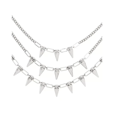 Layered Spike Chain Choker Necklace