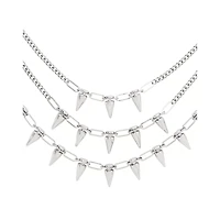 Layered Spike Chain Choker Necklace