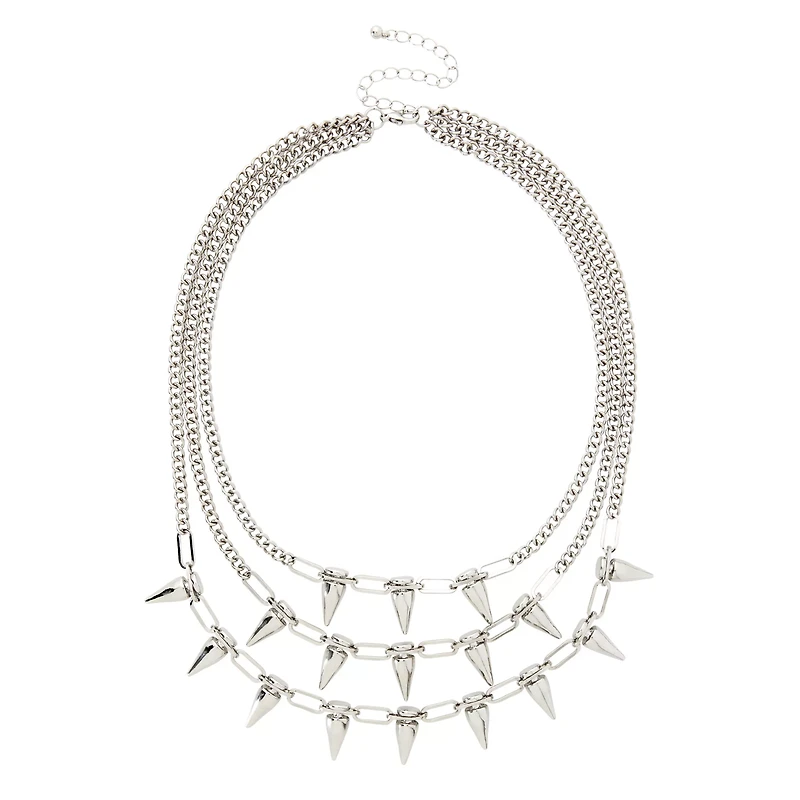 Layered Spike Chain Choker Necklace