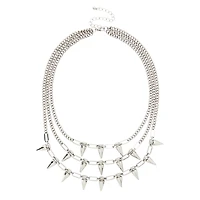 Layered Spike Chain Choker Necklace