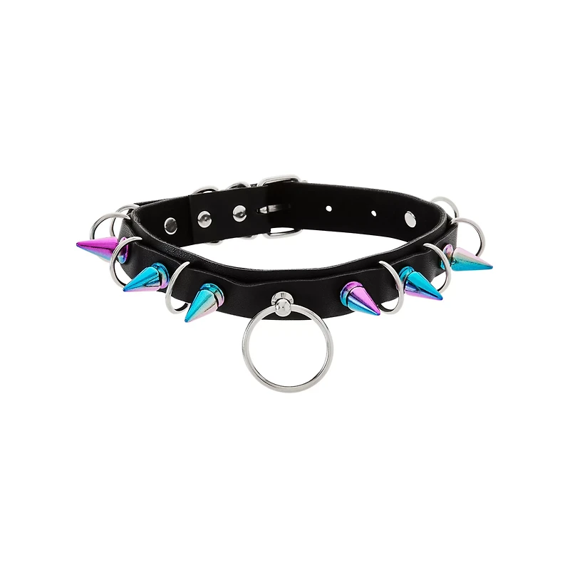 Iridescent Spiked Choker Necklace