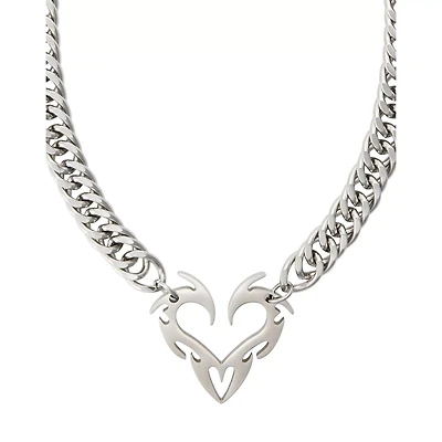 Silverplated Heart Chain Necklace