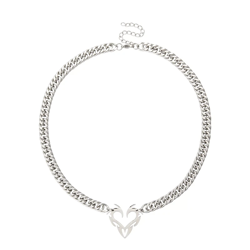 Silverplated Heart Chain Necklace