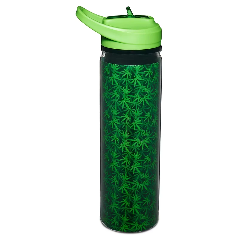 Weed Leaf Pattern Water Bottle - 18 oz.
