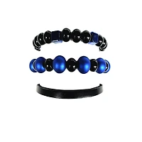 Multi-Pack Black and Blue Beaded Bracelets