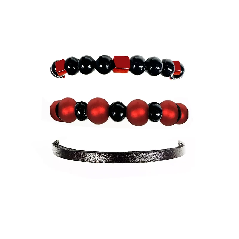 Multi-Pack Red and Black Beaded Bracelets