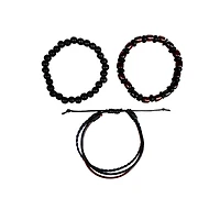 Multi-Pack Black and Brown Beaded Braid Bracelets - 3 Pack