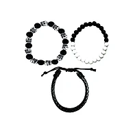 Multi-Pack Black and White Skull Bracelets - 3 Pack