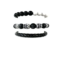 Multi-Pack Black and White Skull Bracelets - 3 Pack