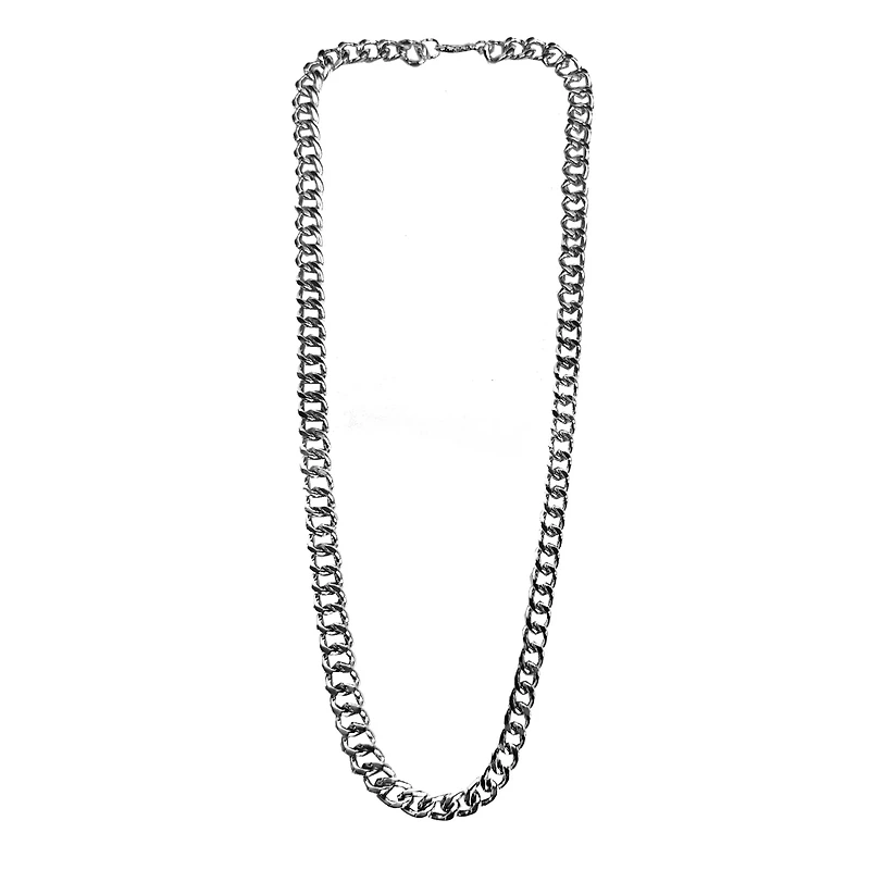 Silvertone Cut Curb Chain Necklace
