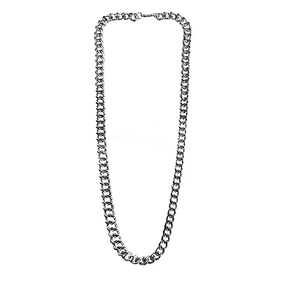 Silvertone Cut Curb Chain Necklace