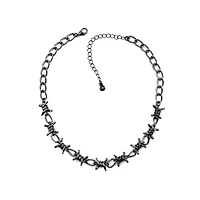 Silvertone Barbed Wire Choker Necklace