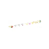 Multi-Pack CZ Flower and Strawberry Mixed Nose Rings 9 Pack - 20 Gauge