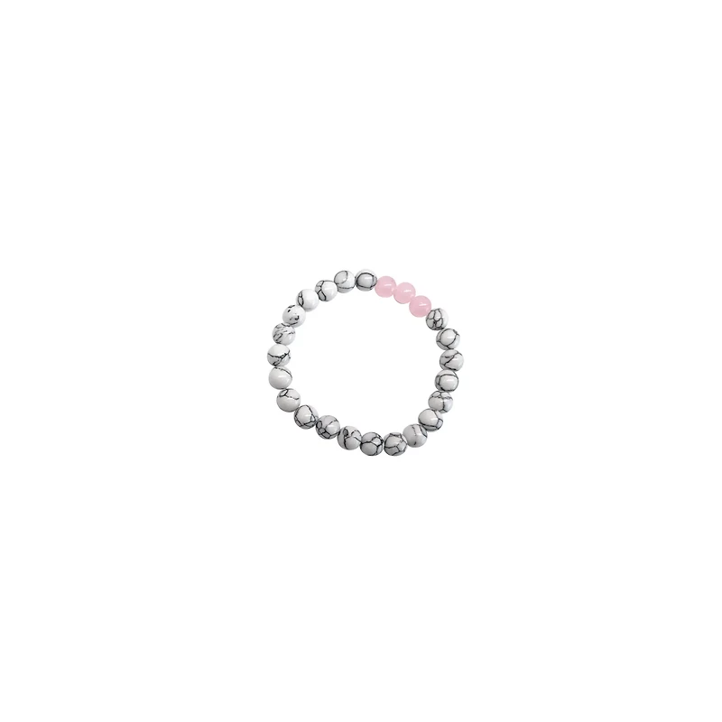 Pink and White Marble Long Distance Beaded Bracelets - 2 Pack