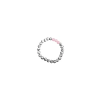 Pink and White Marble Long Distance Beaded Bracelets - 2 Pack