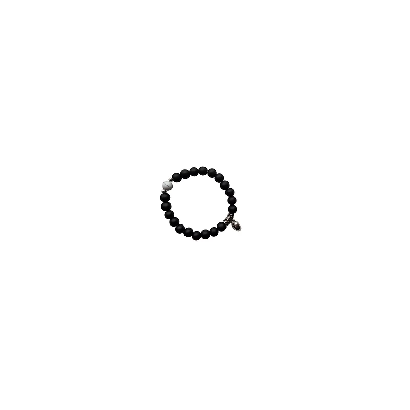 Black and White Marble Magnetic Long Distance Beaded Bracelets - 2 Pack