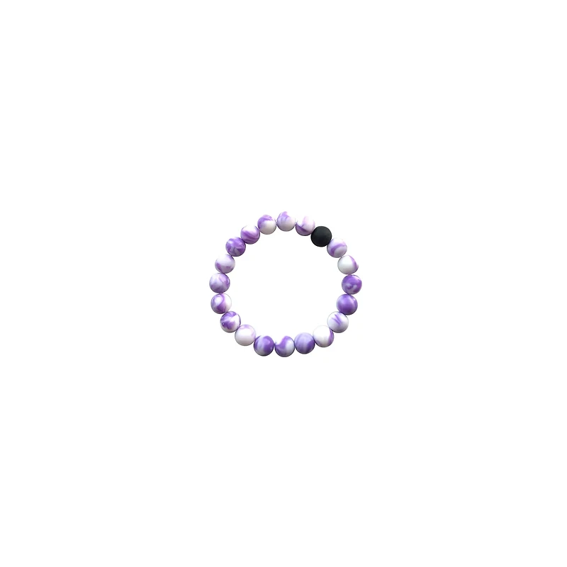 Black and Purple Swirl Long Distance Beaded Bracelets - 2 Pack
