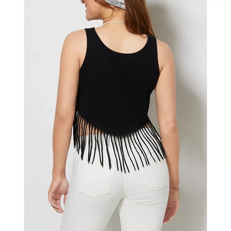 Hooters Black Fringe Crop Top
