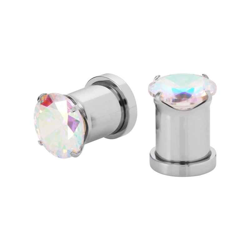 Round Prong CZ Screw Fit Plugs
