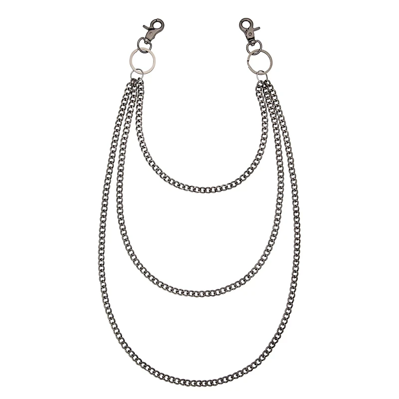 Black Triple Row Curb Wallet Chain