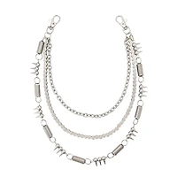 Silvertone Triple Row Spike Coil Wallet Chain