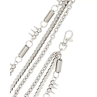 Silvertone Triple Row Spike Coil Wallet Chain