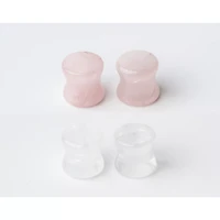 Multi-Pack Clear and Rose Quartz Stone Plugs - 2 Pair