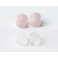 Multi-Pack Clear and Rose Quartz Stone Plugs - 2 Pair