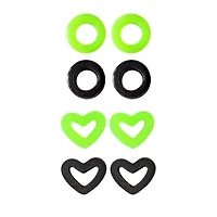 Multi-Pack Green and Black Heart Silicone Tunnels - 4 Pairs
