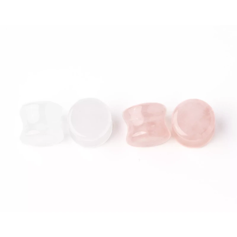 Multi-Pack Clear and Rose Quartz Stone Plugs - 2 Pair
