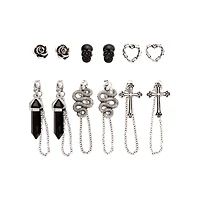 Multi-Pack Cross Snake Skull Earrings - 6 Pair