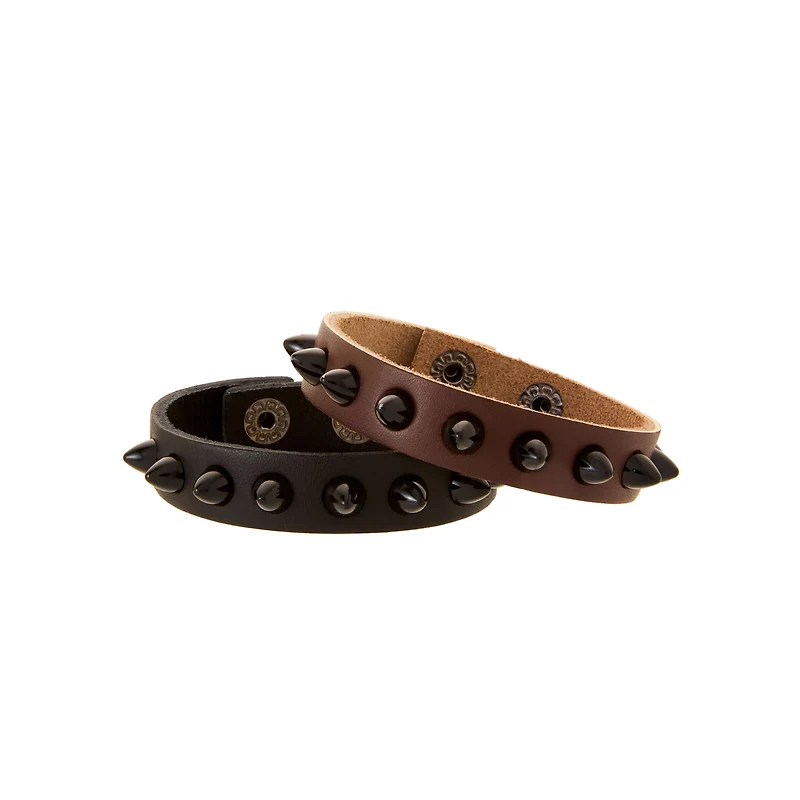 Multi-Pack Spike Brown and Black Bracelets - 2 Pack