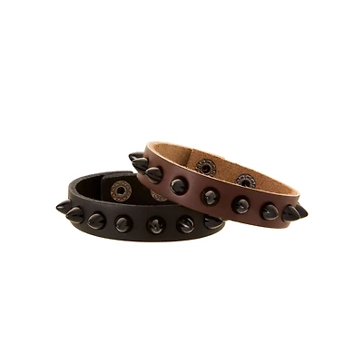Multi-Pack Spike Brown and Black Bracelets - 2 Pack