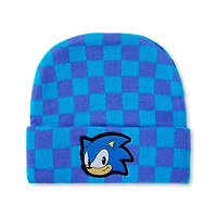 Blue Checkered Sonic the Hedgehog Cuff Beanie Hat