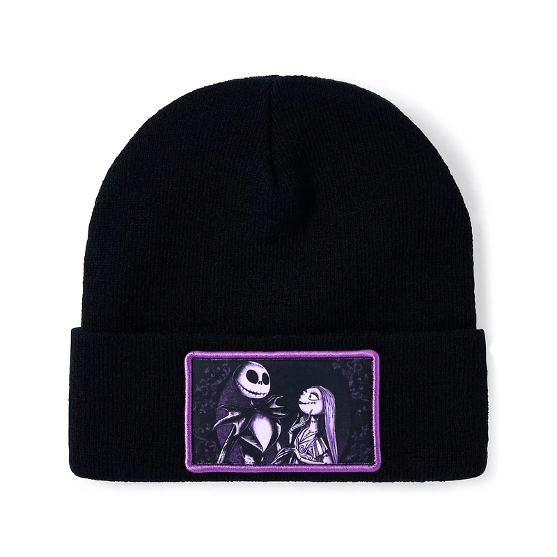 Jack and Sally Purple Patch Cuff Beanie Hat - The Nightmare Before Christmas