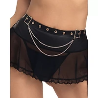 Black Mesh Chain Mini Skirt