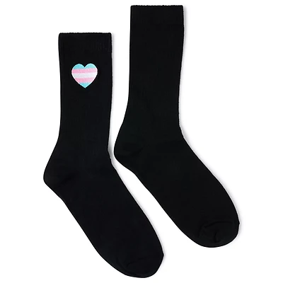 Black Transgender Pride Heart Crew Socks