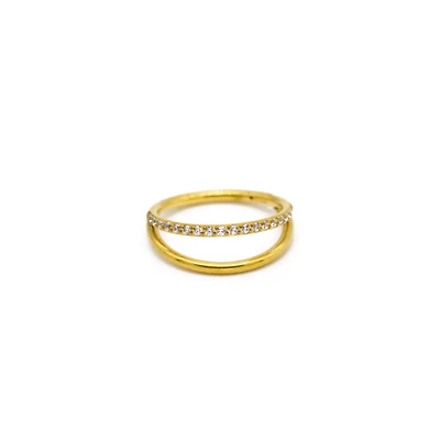 CZ Double Hoop Goldtone Septum Clicker - 18 Gauge