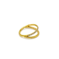 CZ Double Hoop Goldtone Septum Clicker - 18 Gauge