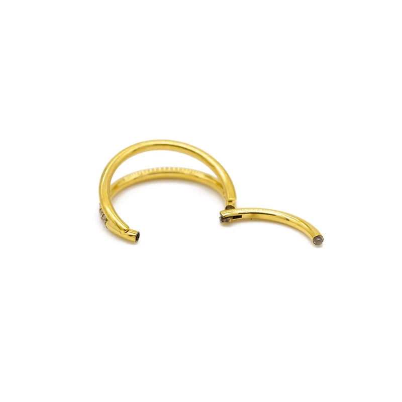 CZ Double Hoop Goldtone Septum Clicker - 18 Gauge