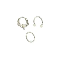 Multi-Pack CZ Opal Horseshoe Septum and Clicker 3 Pack - 16 Gauge