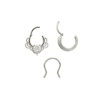 Multi-Pack CZ Lacey Septum Clickers and Retainer - 16 Gauge