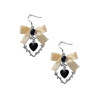 Cutout Heart Bow Dangle Earrings
