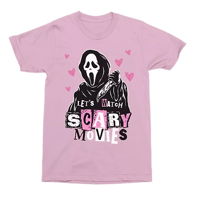 Pink Ghost Face Let's Watch Scary Movies T Shirt