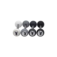 Multi-Pack Grayscale Playboy Bunny Head Barbells 4 Pack - 14 Gauge