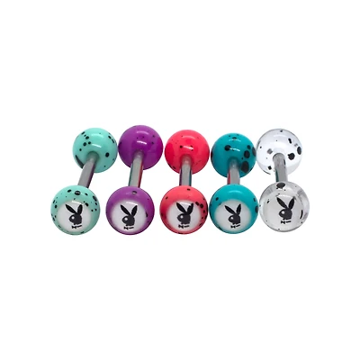 Multi-Pack Glitter Playboy Barbells 5 Pack - 14 Gauge