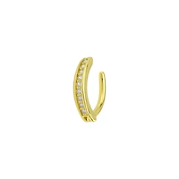 CZ Gold-Plated Hinged Bar Belly Ring - 14 Gauge