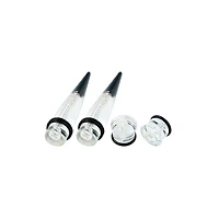 Gray Acrylic Nail Tapers and Plugs - 2 Pair